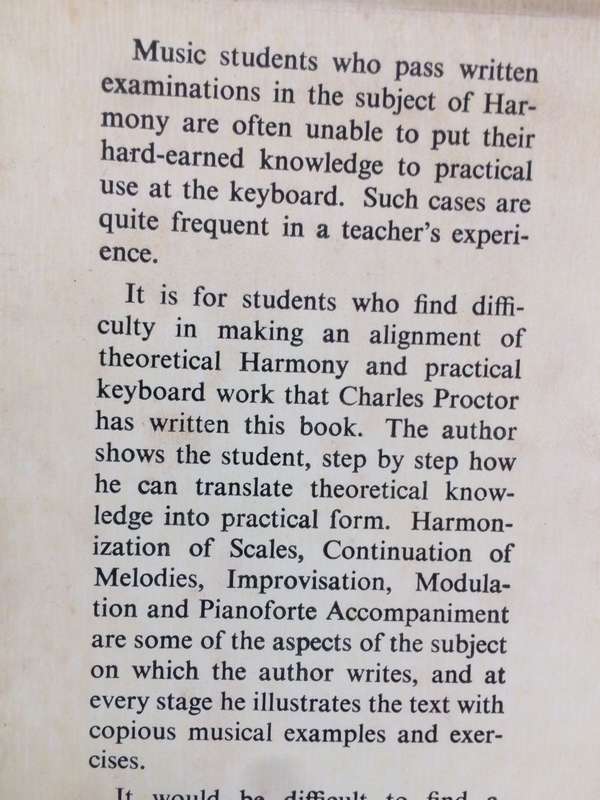 Harmonization at the Keyboard: A Practical Handbook - Charles Proctor (1961 1st edition Hardcover)