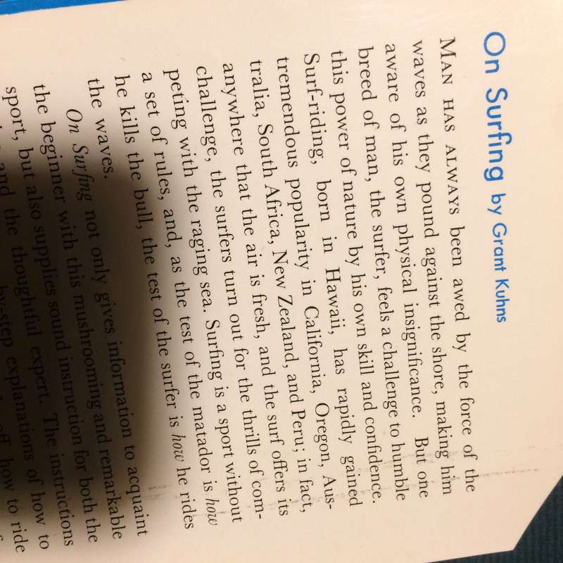 On Surfing - Grant Kuhns (1966 Hardcover RARE COLLECTIBLE)