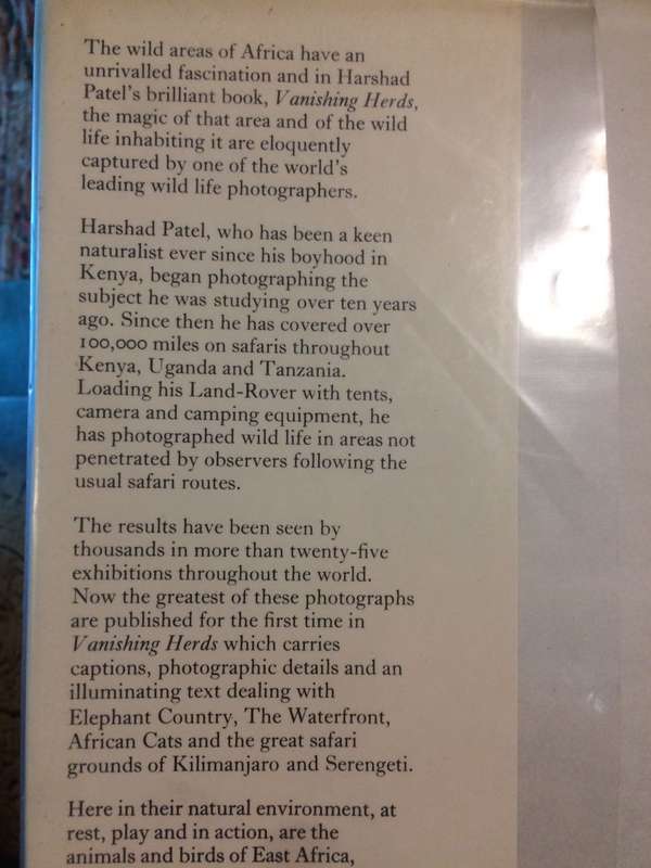 Vanishing Herds - Harshad C Patel (1973 1st Edition Large Format Hardcover) | MacMillan