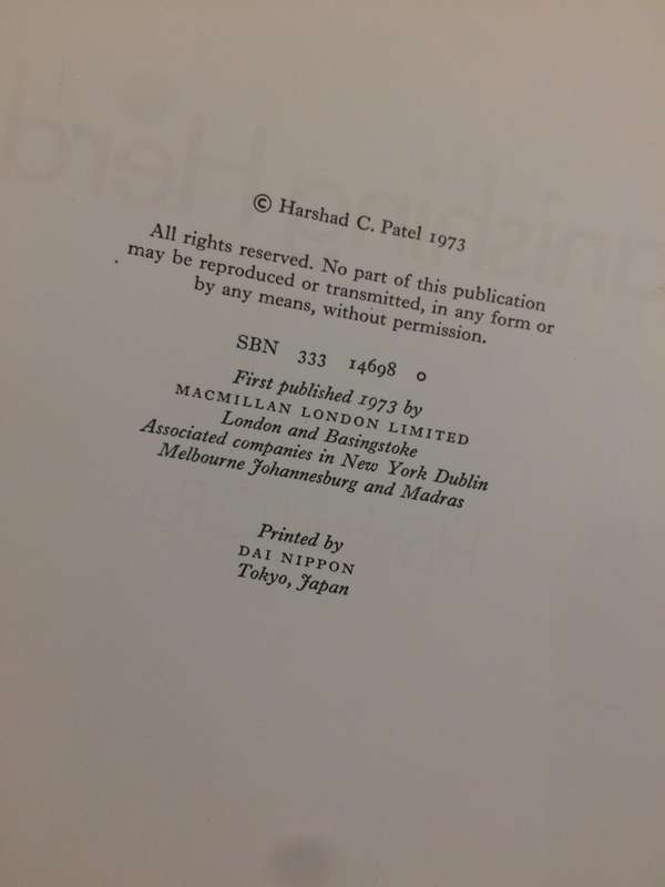 Vanishing Herds - Harshad C Patel (1973 1st Edition Large Format Hardcover) | MacMillan