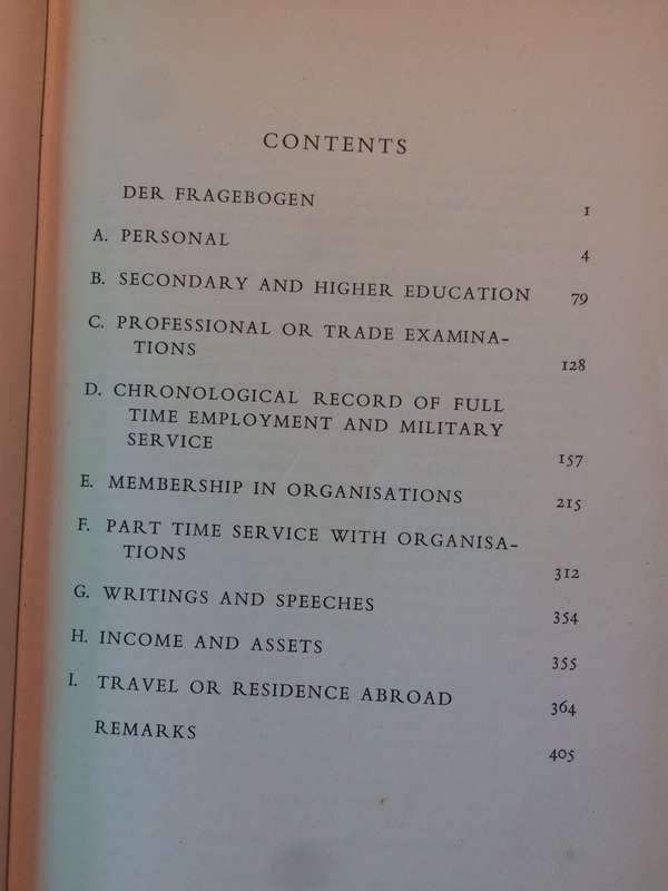 The Answers of Ernst von Salomon to the 131 Questions in the Allied Military Government "Fragebogen"