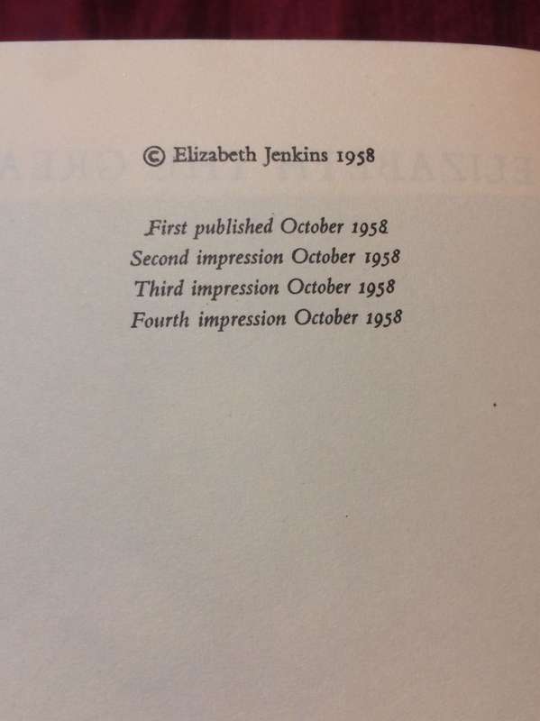 Elizabeth The Great - Elizabeth Jenkins (1958 1st Edition)