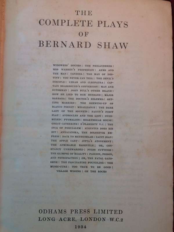 The Complete Plays of Bernard Shaw (1934 1st Edition Hardcover) Antiquarian Collectible RARE