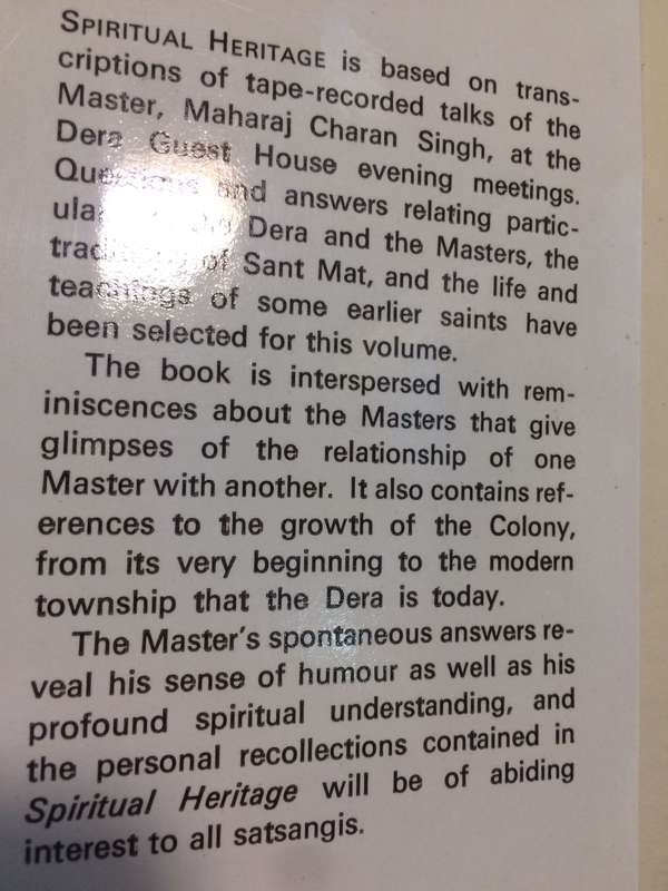 Spiritual Heritage - Maharaj Charan Singh (1983 1st Edition Hardcover EX)