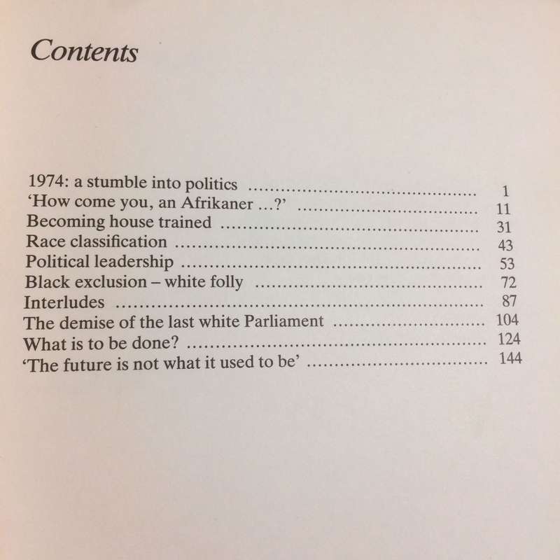 The Last White Parliament - Frederik Van Zyl Slabbert (1985 1st Edition Hardcover)