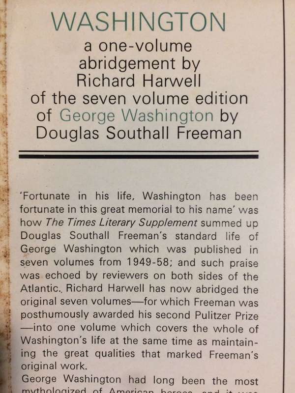Washington - Douglas Southall Freeman (1970 1st Edition Hardcover)