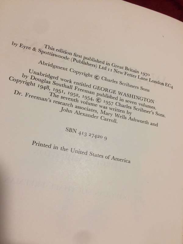 Washington - Douglas Southall Freeman (1970 1st Edition Hardcover)
