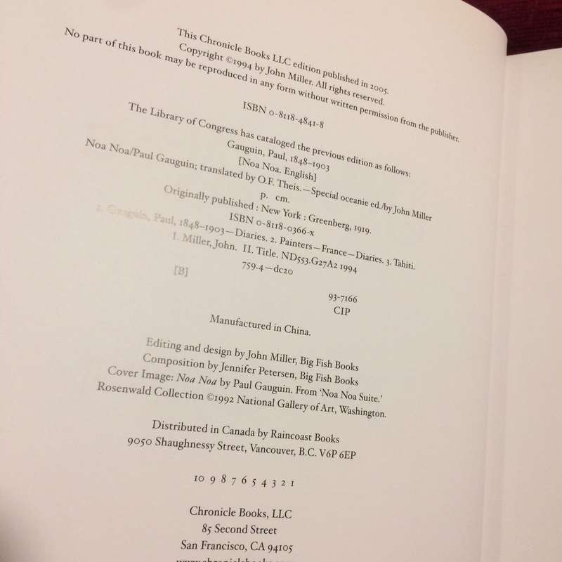 Noa Noa: The Tahiti Journal of Paul Gauguin | Oceanie Edition by John Miller (2005 Hardcover)