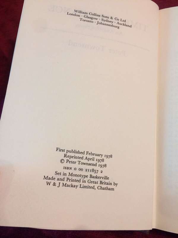 Time and Chance: An Autobiography - Peter Townsend (1978 Hardcover)
