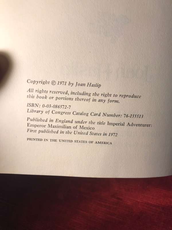 The Crown of Mexico : Maximilian and His Empress Carlota - Joan Haslip (1972 1st US Edition Hardcov)