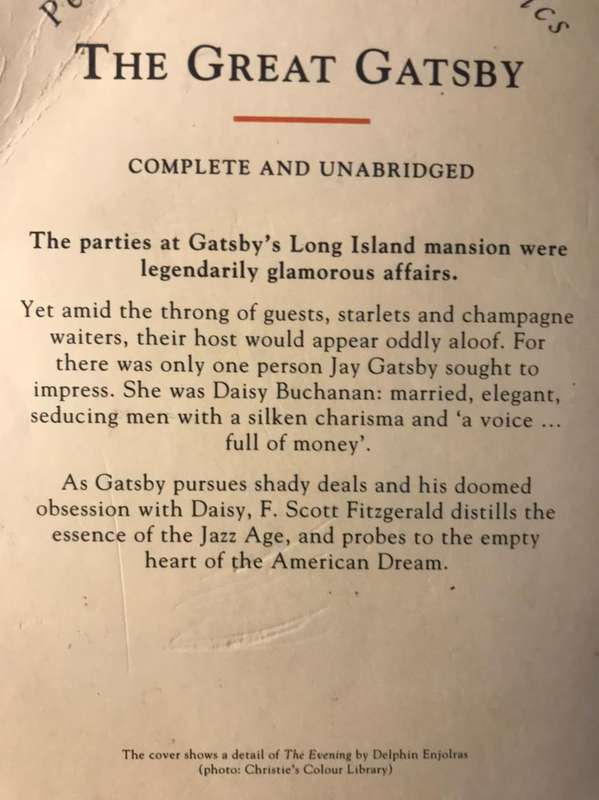The Great Gatsby - F Scott Fitzgerald