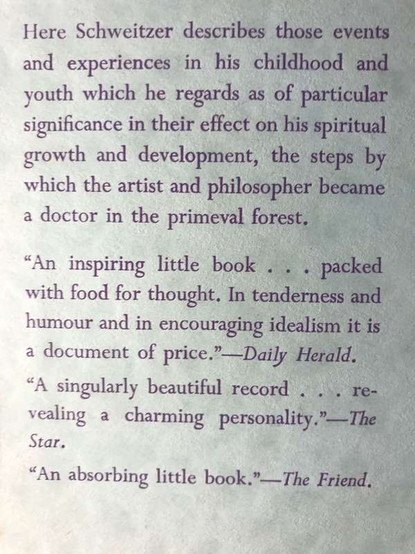 Memoirs of Childhood and Youth - Albert Schweitzer (1949 Hardcover)
