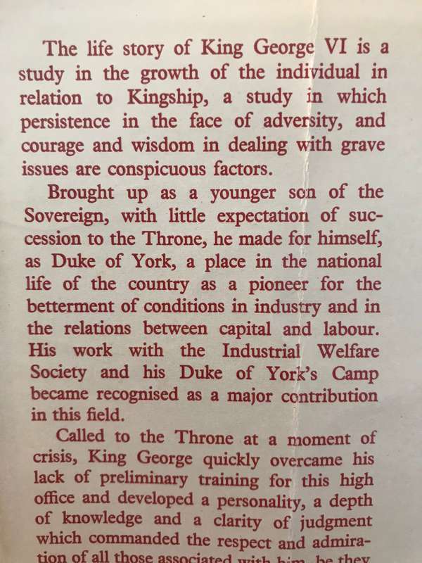 King George VI: His Life and Reign - John Wheeler-Bennett (1958 1st Edition Hardcover)