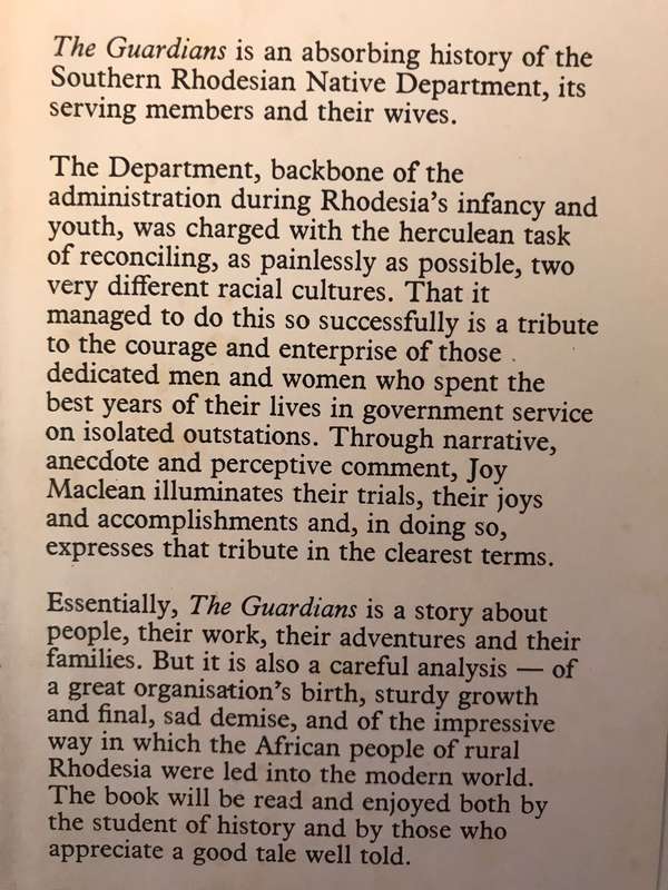 The Guardians: A Story of Rhodesia's Outposts - Joy Maclean (1974 1st Edition Hardcover)