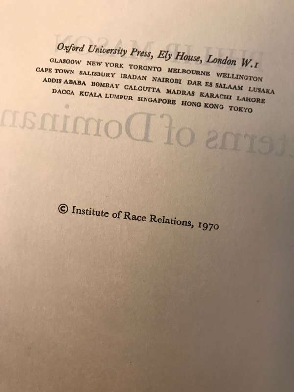 Patterns of Dominance - Philip Mason (1970 1st Edition Hardcover)