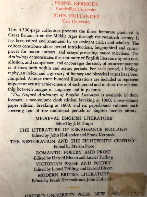 The Oxford Anthology of English Literature, Volume II: 1800 to the Present