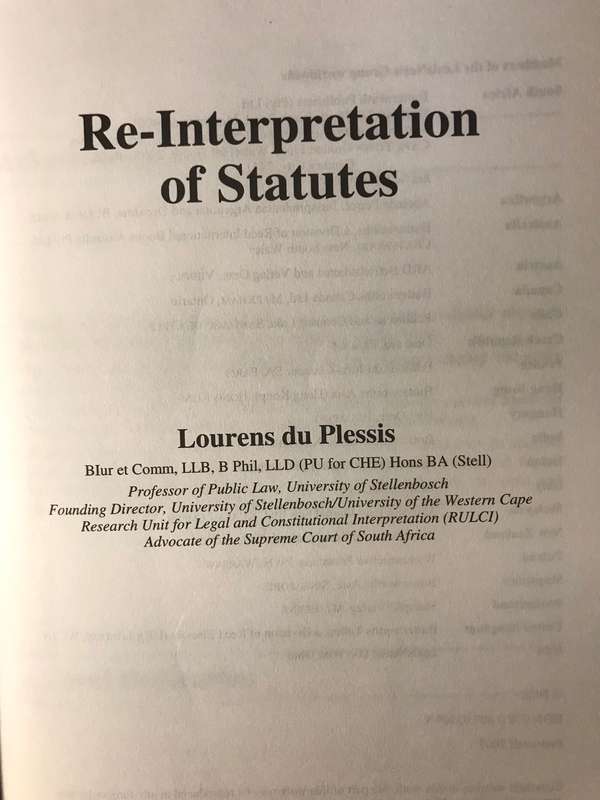 Re-Interpretation of Statutes - Lourens du Plessis | LexisNexis TEXTBOOK IN EXCELLENT CONDITION
