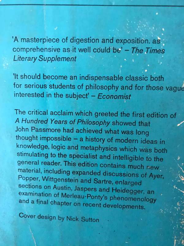 A Hundred Years of Philosophy - John Passmore (Penguin 1970)