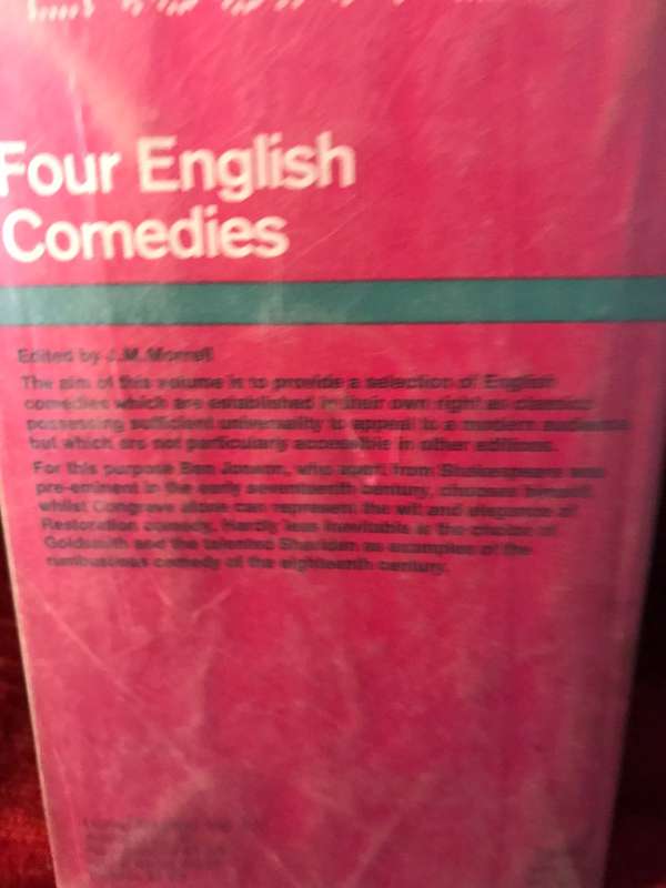 Four English Comedies of the 17th and 18th Centuries - Jonson / Congreve / Goldsmith / Sheridan
