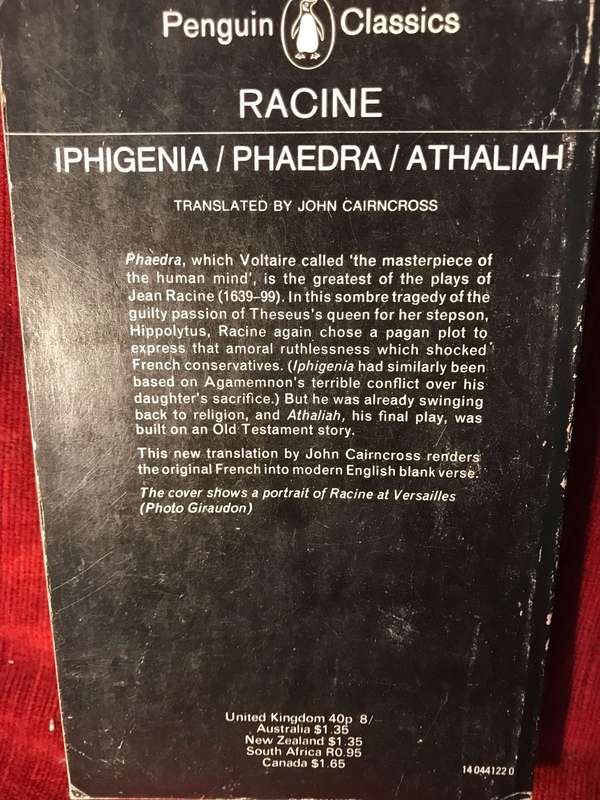 Racine - Iphigenia / Phaedra / Athaliah | Translated by John Cairncross