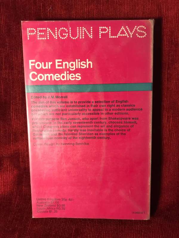 Four English Comedies of the 17th and 18th Centuries - Jonson / Congreve / Goldsmith / Sheridan