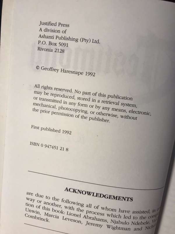 Testimony - Geoffrey Haresnape (1992 1st Edition) ***SIGNED BY AUTHOR***