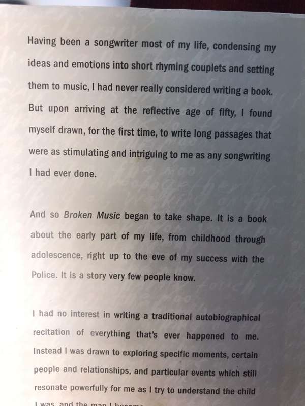 Broken Music - Sting (2003 1st Edition Hardcover)