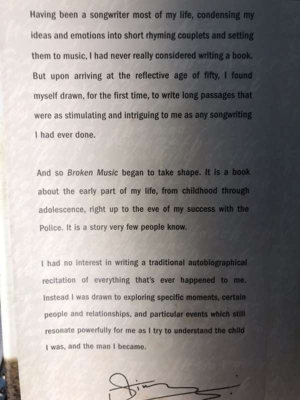 Broken Music - Sting (2003 1st Edition Hardcover)