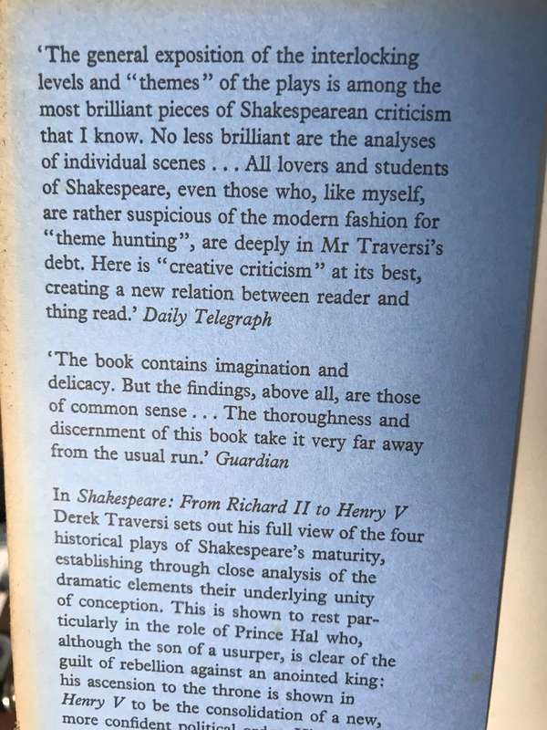 Shakespeare from Richard II to Henry V - Derek Traversi