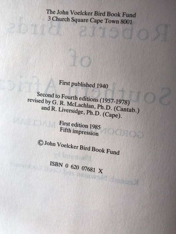 Roberts Birds of Southern Africa - Gordon Linsay Maclean