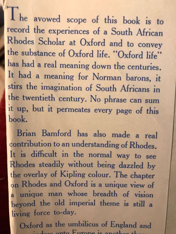 The Substance: The Story of a Rhodes Scholar at Oxford - Brian Bamford (1959 1st Edition Hardcover)