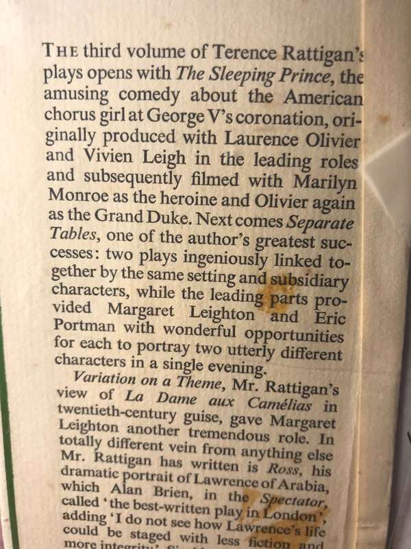 The Collected Plays of Terence Rattigan - Volume 3 (1964 1st Edition Hardcover)