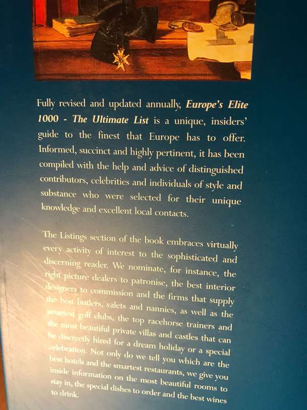 Europe's Ellite 1000: The Ultimate List | 2001 | The Ultimate Guide to Luxury Living - Incl Slipcase