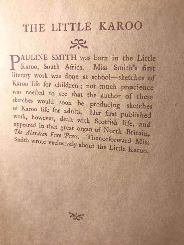 The Little Karoo - Pauline Smith (1925 1st Edition Haedcover)