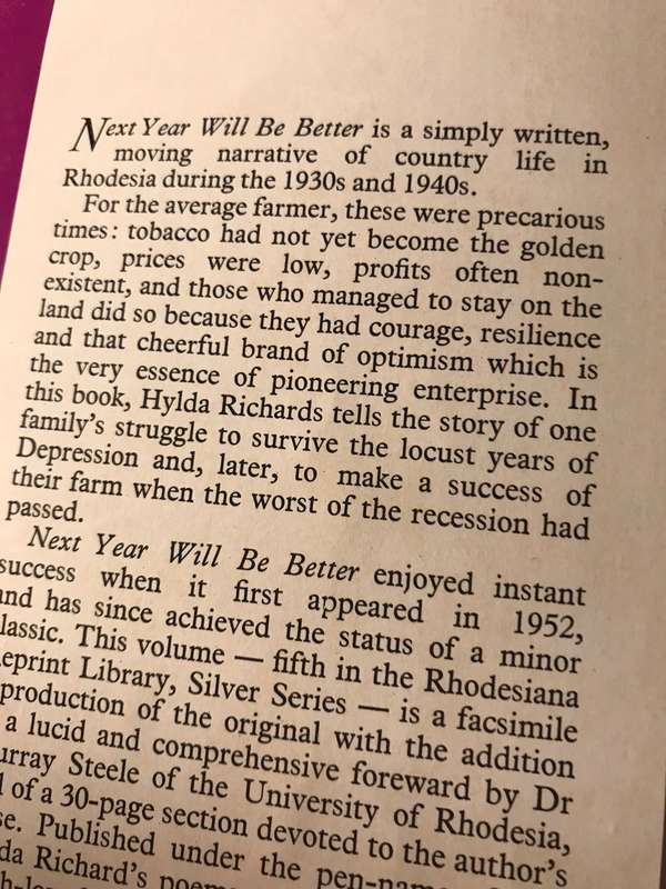 Next Year Will Be Better and the Verse of 'T' - Hylda Richards (Rhodesiana Reprint Library 1975)