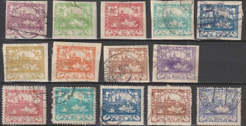 1918 Czechoslovakia imperf and perf complete set used