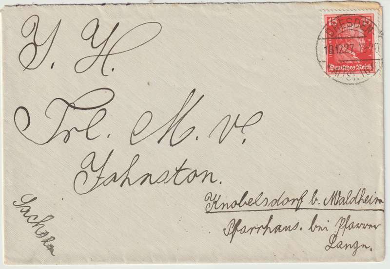 1927 German cover from Dresden with 1926 15Pf. Kant issue