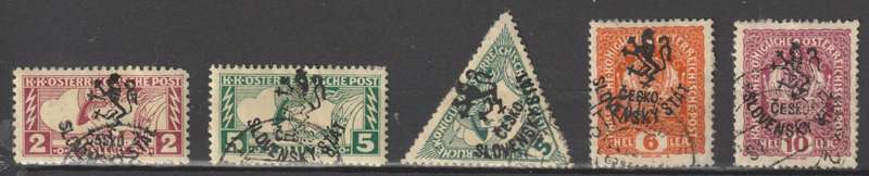 Postage stamps of Czechoslovakia series «Revolutionary Issues 1918 : Budejovicke Series» selection
