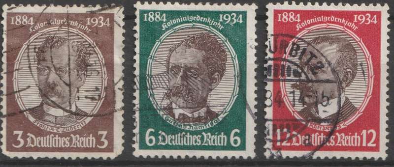 1934 Germany, Colonialist, 3Pf, 6Pf and 12Pf used