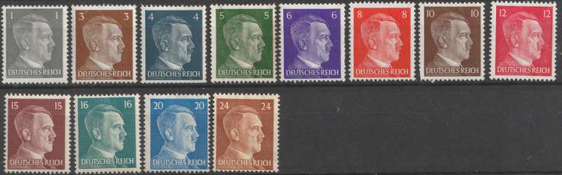 1941 Germany, Hitler heads, Mi.No. 781-792, mint, hinged