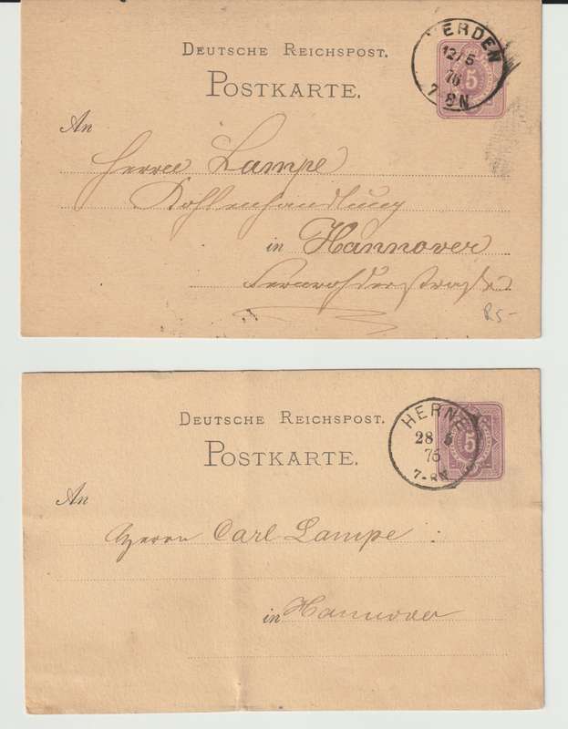 4 x Deutsche Reichs Post used postal stationary cards 1876 to 1884