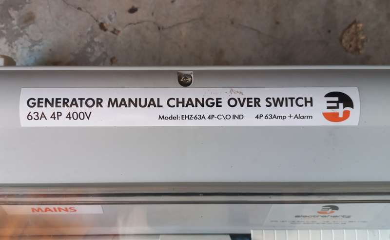 Manual Generator Change-over Box.