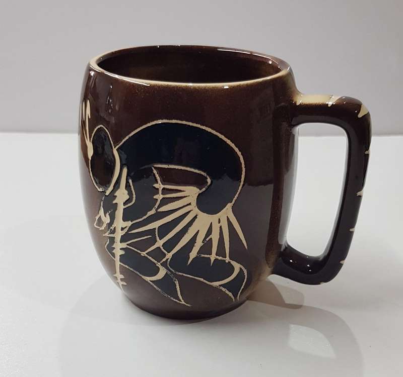 Vintage Tribal Art African studio pottery Mug. Large mug decorated with ethnic art.