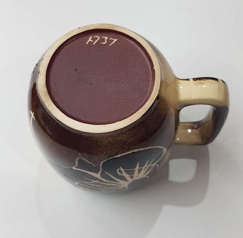 Vintage Tribal Art African studio pottery Mug. Large mug decorated with ethnic art.