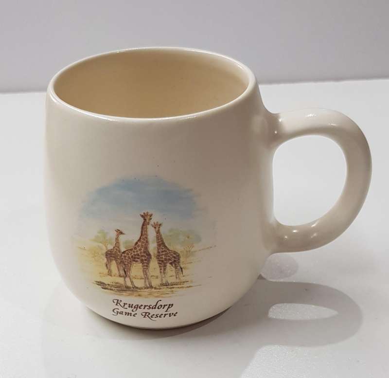 Vintage Krugersdorp Game Reserve Souvenir Mug: A large mug with handle