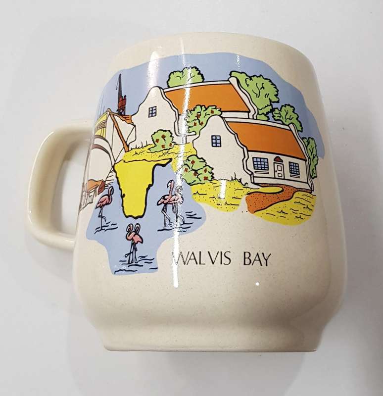 Vintage Walvis Bay Souvenir Ceramic Mug: A large mug with handle