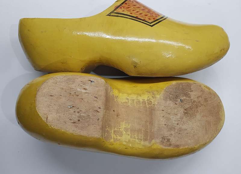 Pair of Large Handmade Adult Dutch Wooden Clogs.  These are Vintage Wett. V.V Ged.