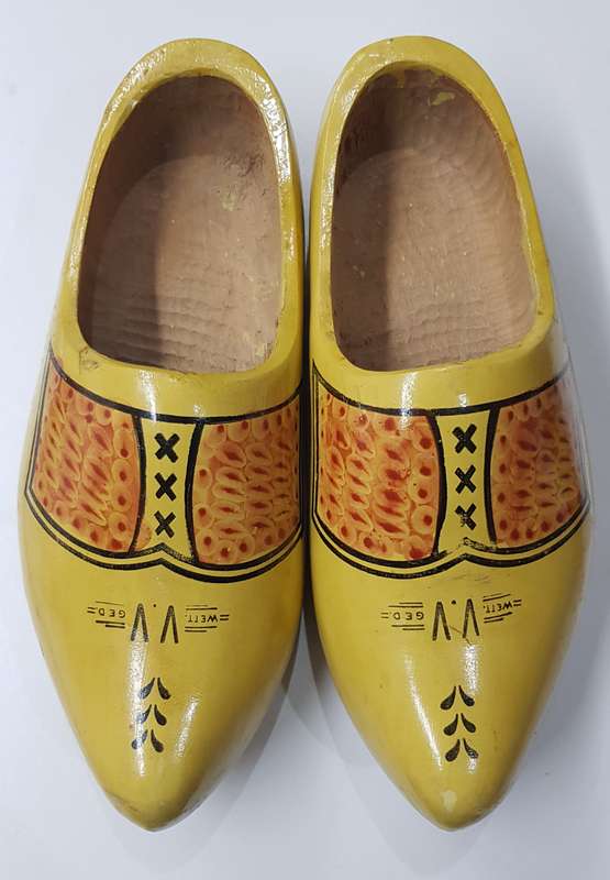 Pair of Large Handmade Adult Dutch Wooden Clogs.  These are Vintage Wett. V.V Ged.
