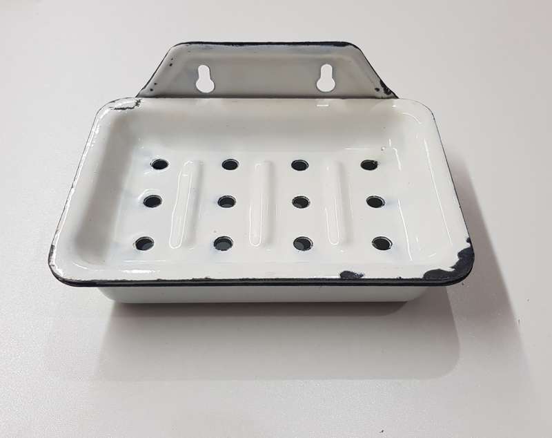 Vintage enamel soap dish.