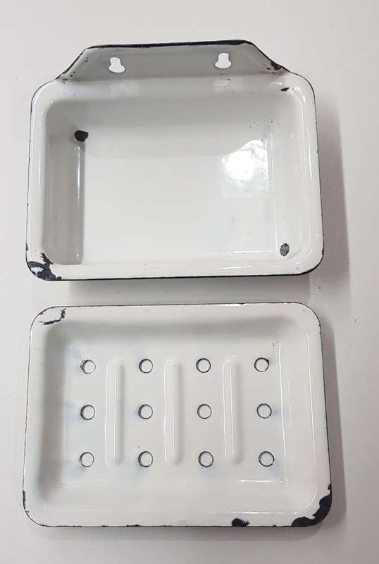 Vintage enamel soap dish.